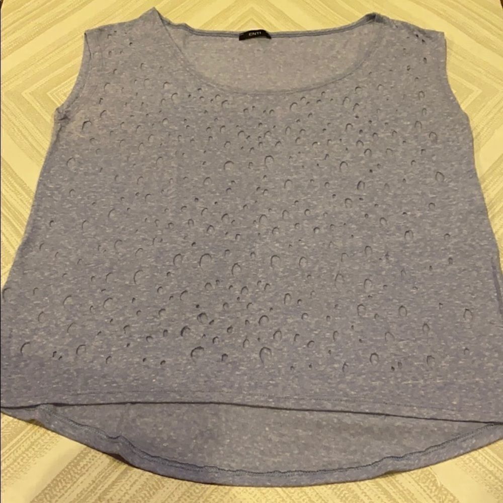 Enti Light Blue Hole Cut Outs Muscle Tank Top